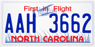 NC license plate AAH3662