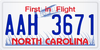 NC license plate AAH3671