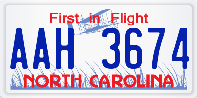 NC license plate AAH3674
