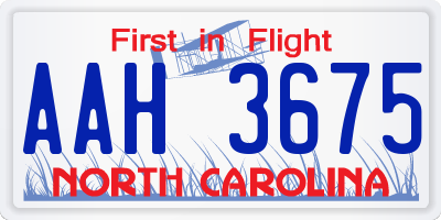 NC license plate AAH3675