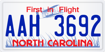 NC license plate AAH3692