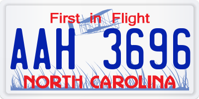NC license plate AAH3696
