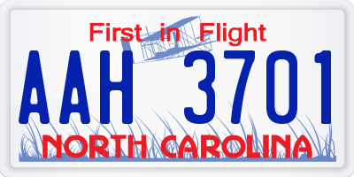 NC license plate AAH3701
