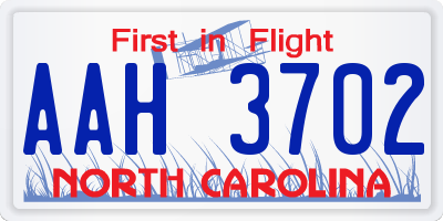 NC license plate AAH3702
