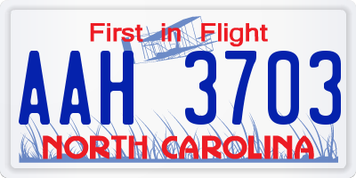 NC license plate AAH3703