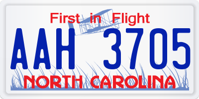 NC license plate AAH3705