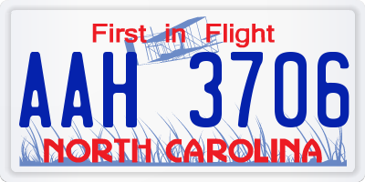 NC license plate AAH3706