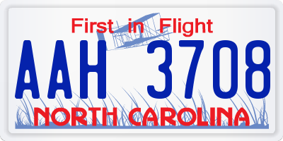 NC license plate AAH3708