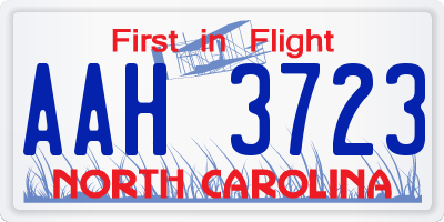NC license plate AAH3723