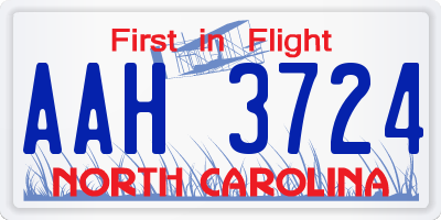 NC license plate AAH3724