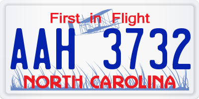 NC license plate AAH3732