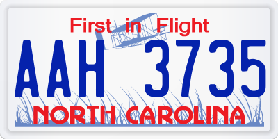 NC license plate AAH3735