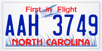 NC license plate AAH3749