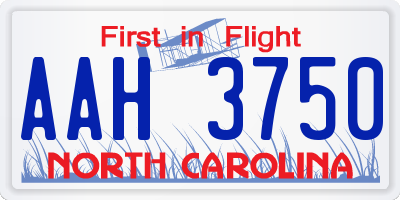 NC license plate AAH3750