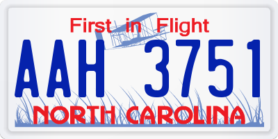 NC license plate AAH3751