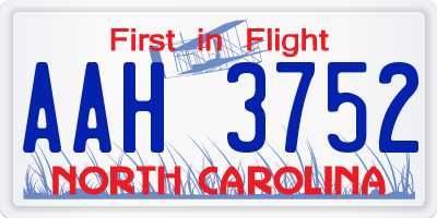 NC license plate AAH3752