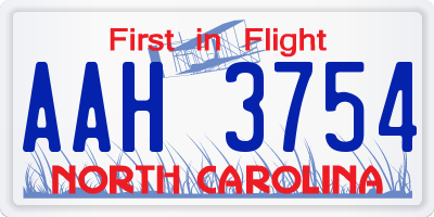 NC license plate AAH3754