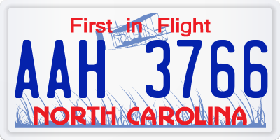NC license plate AAH3766