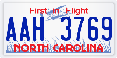 NC license plate AAH3769