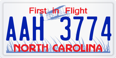 NC license plate AAH3774