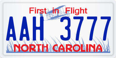 NC license plate AAH3777