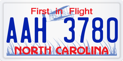 NC license plate AAH3780