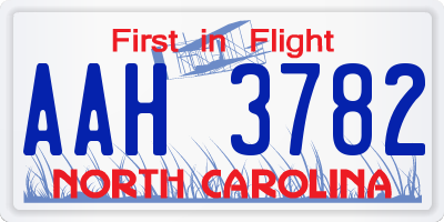NC license plate AAH3782