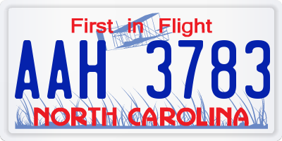 NC license plate AAH3783