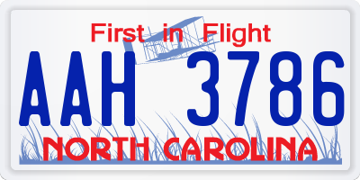 NC license plate AAH3786