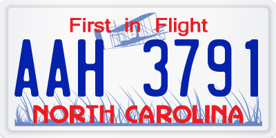 NC license plate AAH3791