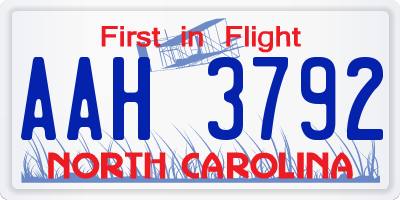 NC license plate AAH3792
