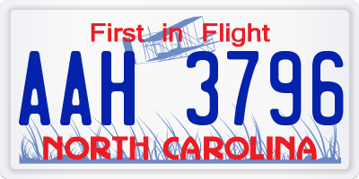 NC license plate AAH3796