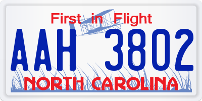 NC license plate AAH3802