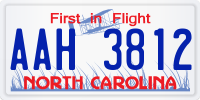 NC license plate AAH3812