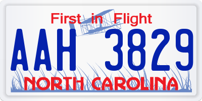 NC license plate AAH3829