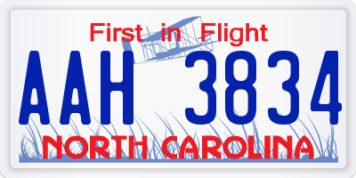 NC license plate AAH3834