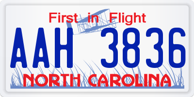 NC license plate AAH3836