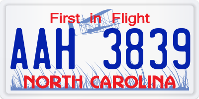 NC license plate AAH3839