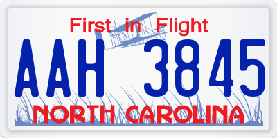 NC license plate AAH3845