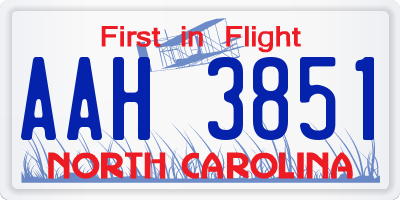 NC license plate AAH3851