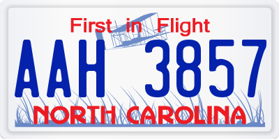 NC license plate AAH3857