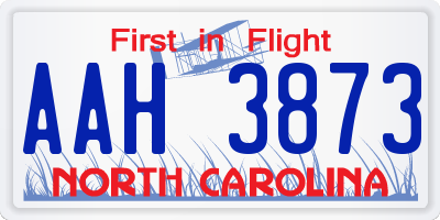 NC license plate AAH3873