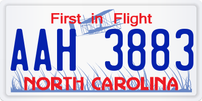 NC license plate AAH3883