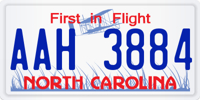 NC license plate AAH3884