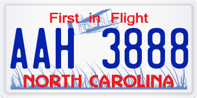 NC license plate AAH3888