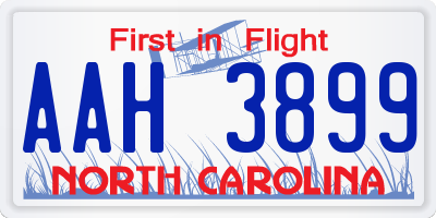 NC license plate AAH3899