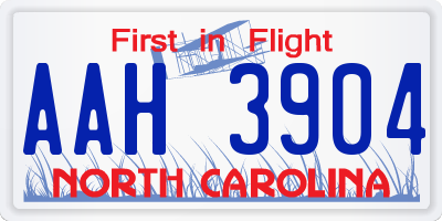 NC license plate AAH3904