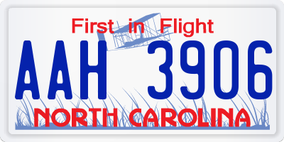 NC license plate AAH3906