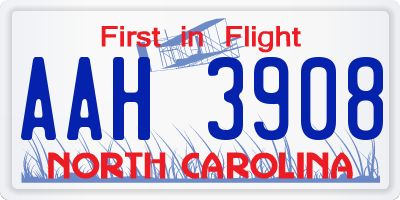 NC license plate AAH3908