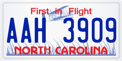 NC license plate AAH3909